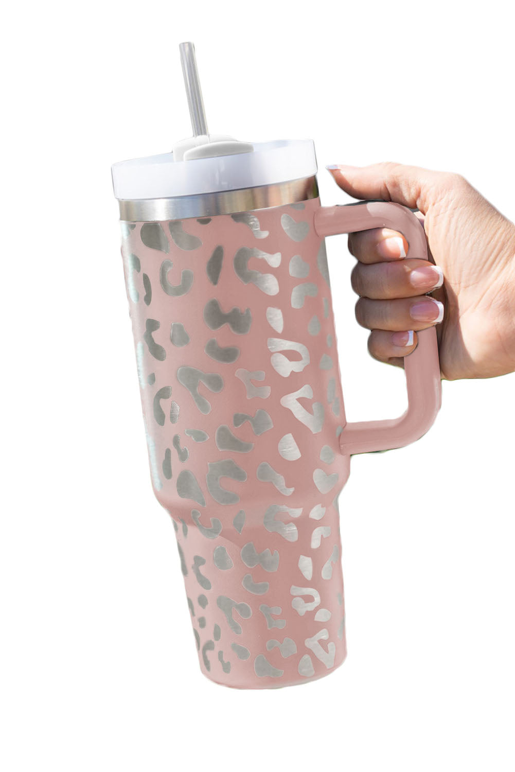 Leopard Print 40OZ Stainless Steel Portable Cup with Handle