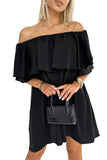 Off The Shoulder Ruffle Casual Shift Dress