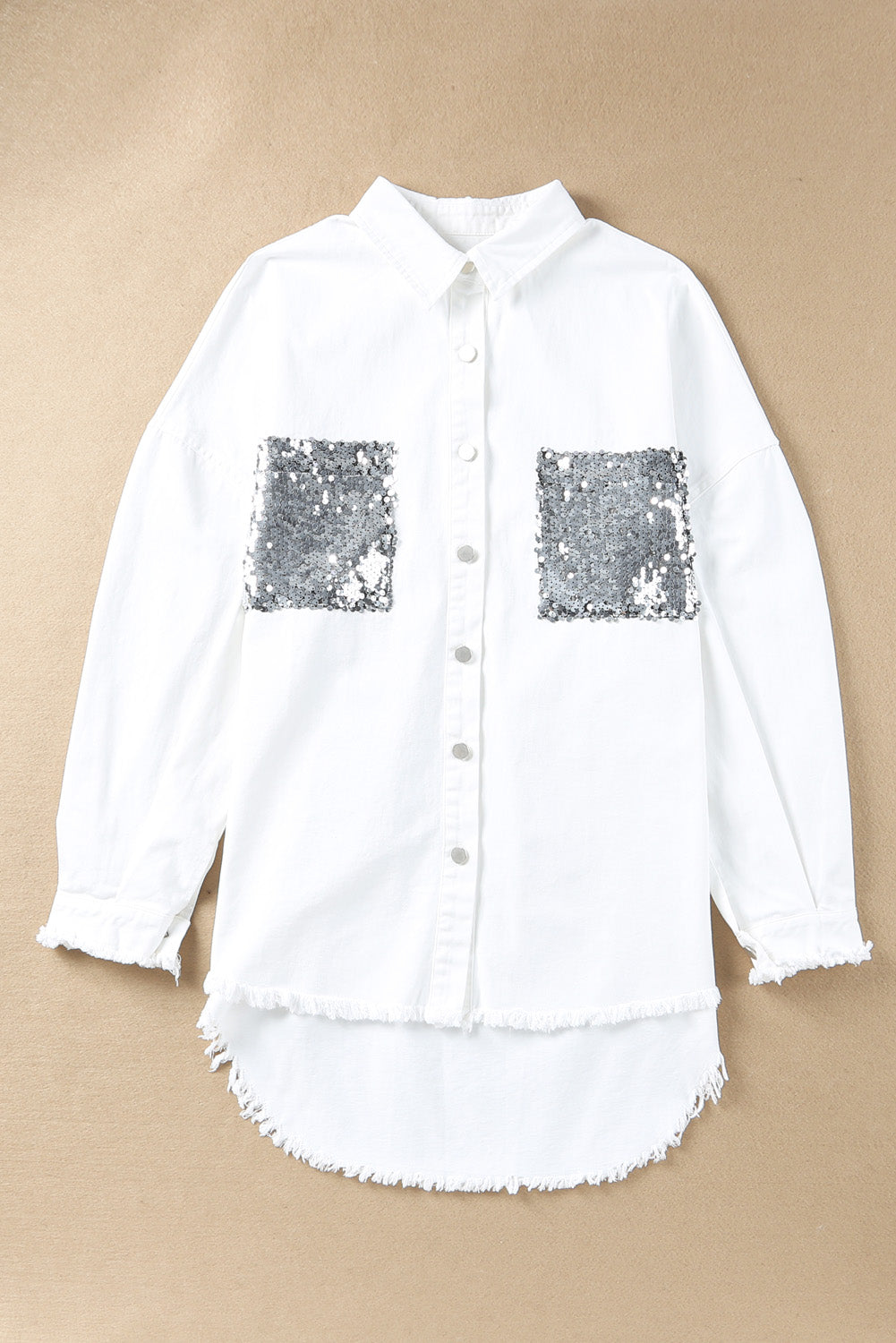 Veste BF effet vieilli avec poches à sequins blancs