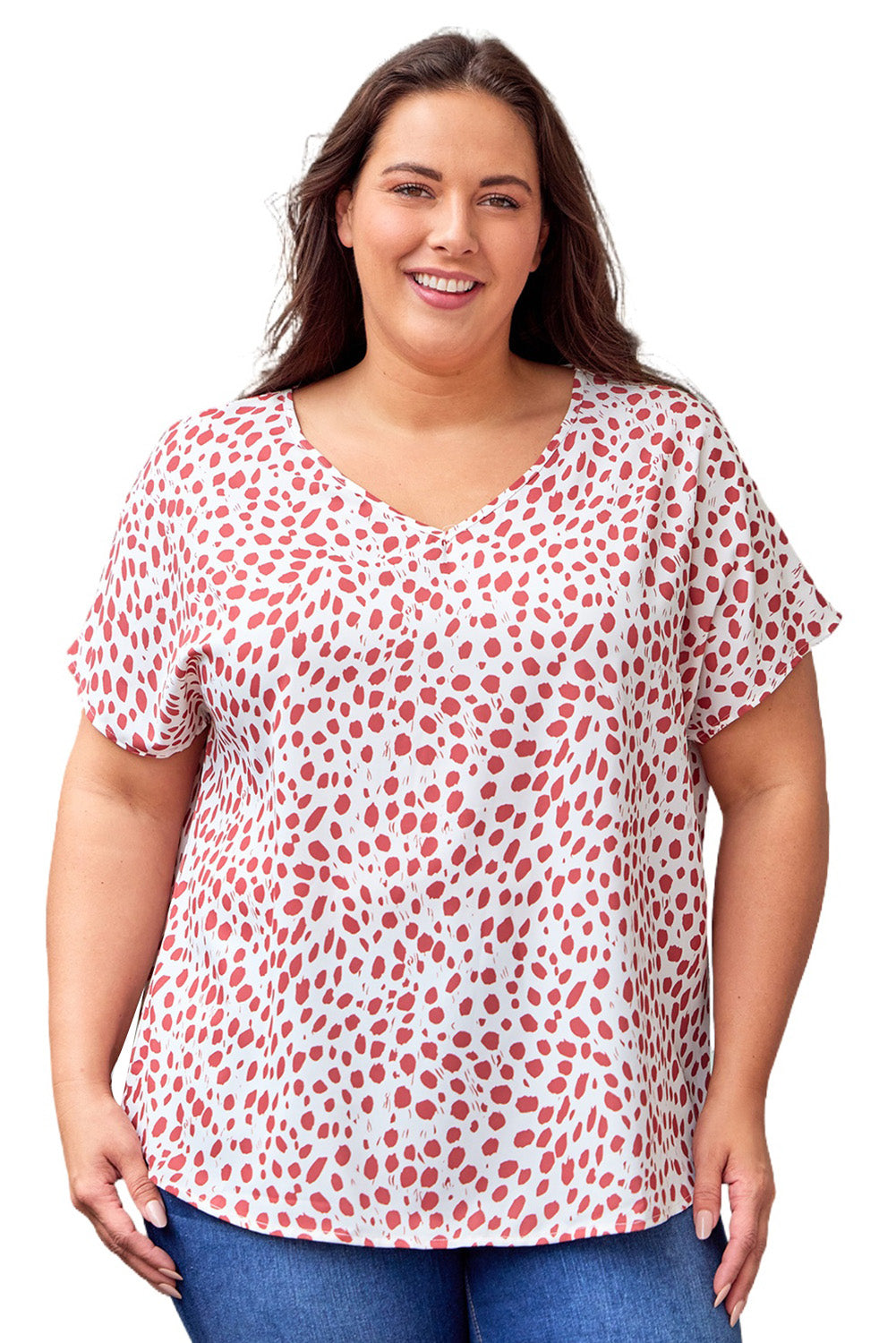 Plus Size V Neck Short Sleeve Shift Top