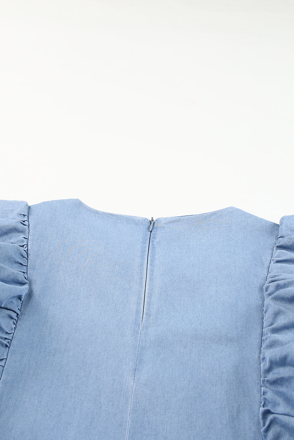 Ruffle Chambray Midi Dress