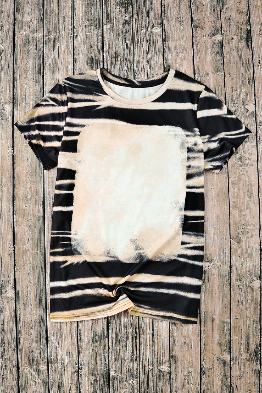 Tie Dye Stripe Print Bleached T-Shirt