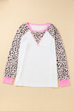 Leopard Patchwork Long Sleeve Plus Size Top