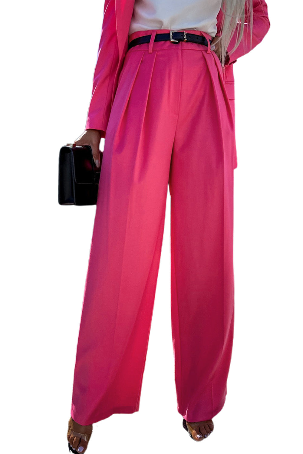 Pleated High Waist Wide Leg Casual Pants