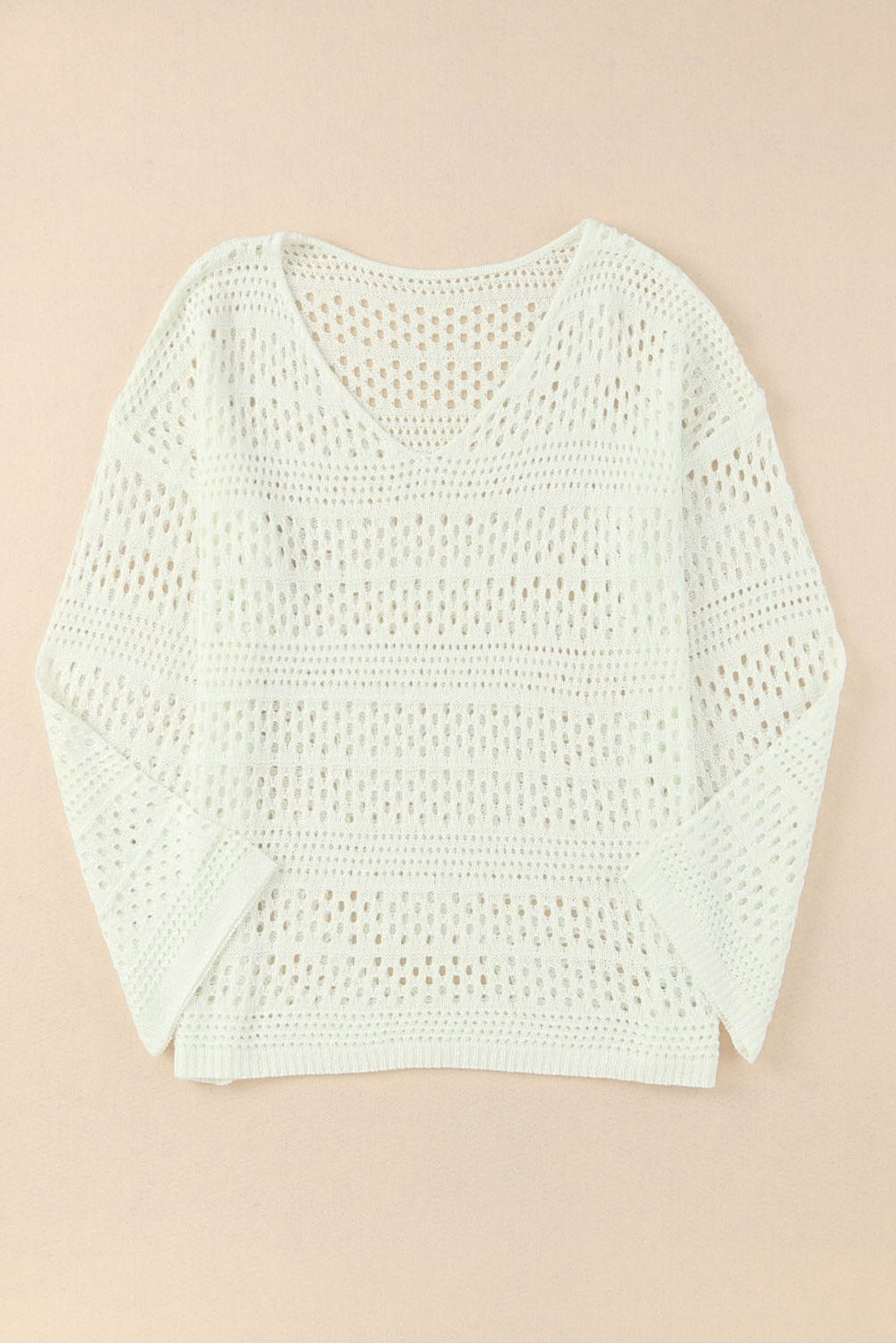 Hollow Out Crochet V Neck Pullover Sweater