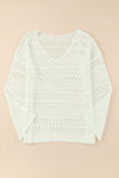 Hollow Out Crochet V Neck Pullover Sweater