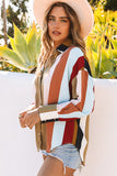 Stripe Color Block Oversized Long Sleeve Shirt