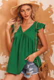 V Neck Flutter Sleeveless Top