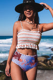 Printed Smocked High waisted swimsuits