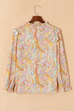 Paisley Print Ruffled Trim Boho Shirt