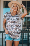 Print Color Block V Neck Tunic Top