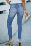 Jean skinny bleu ciel taille haute longueur cheville