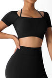 Strappy Halter Ribbed Seamless Crop Yoga Top