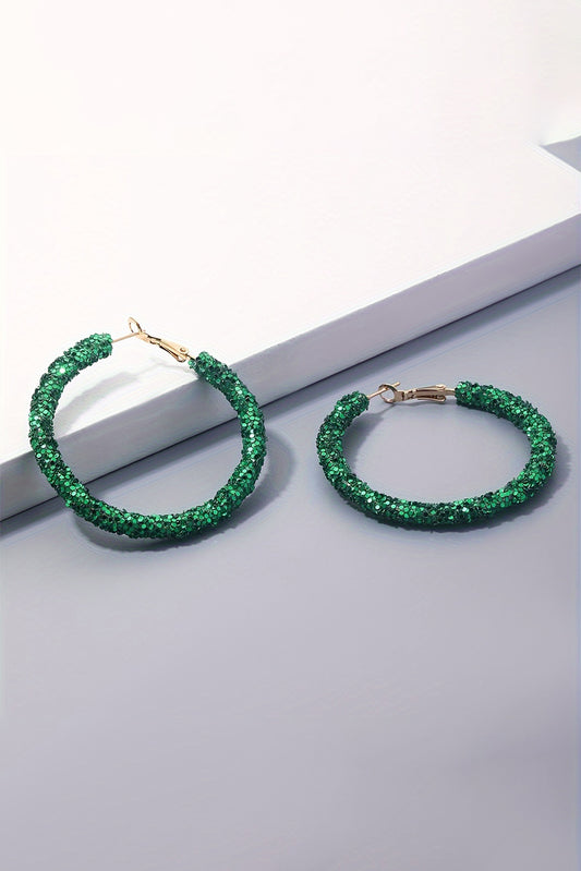 Dark Green St. Patricks Fashion Daring Sequin Loop Earrings