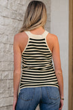 Black Stripe Crew Neck Slim Fit Sweater Vest