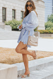 Pleated Ruffled Tie Waist Buttons V Neck Romper