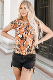 Floral Flutter Sleeves Square Neck Blouse