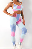 2pcs Tie Dye Yoga Bra and High Waist Leggings Set