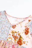 V Neck Mixed Floral Babydoll Top