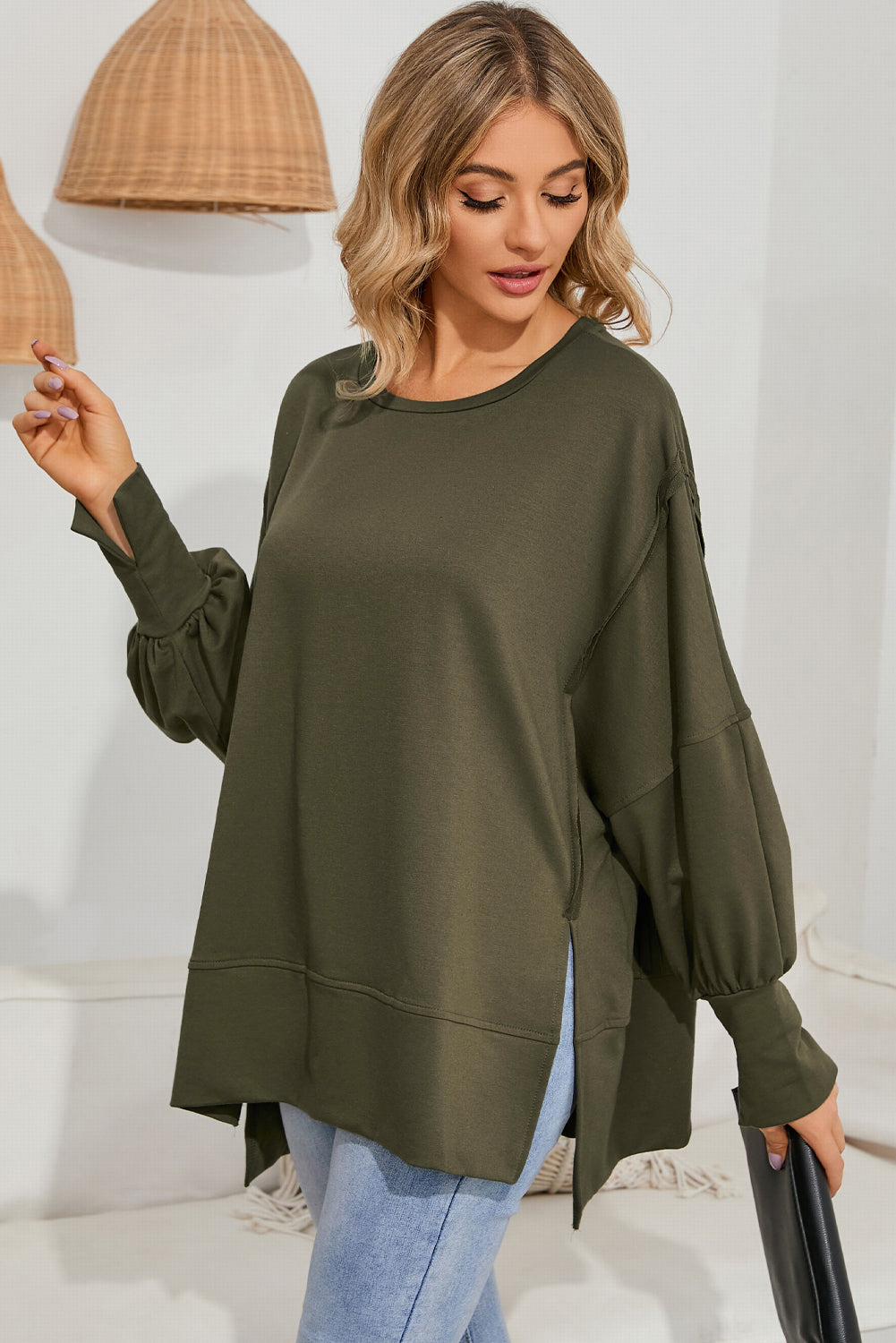 Patchwork Drop Shoulder Oversized Top