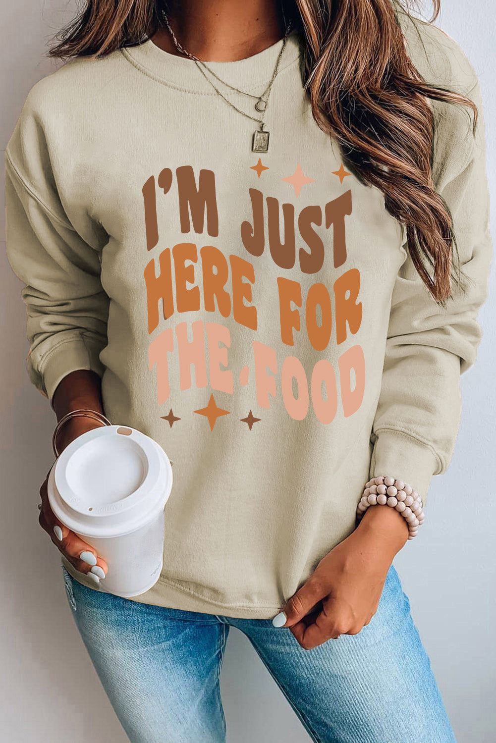 Orange Plain Crew Neck Pullover Sweatshirt