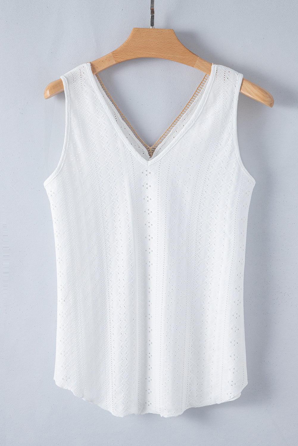 White Eyelet Strappy Scoop-Neck Tank Top