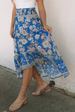 Smocked Waist Boho Floral Maxi Skirt