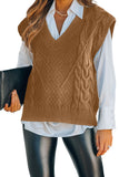 V-Neck Twist Knitted Vest Sweater