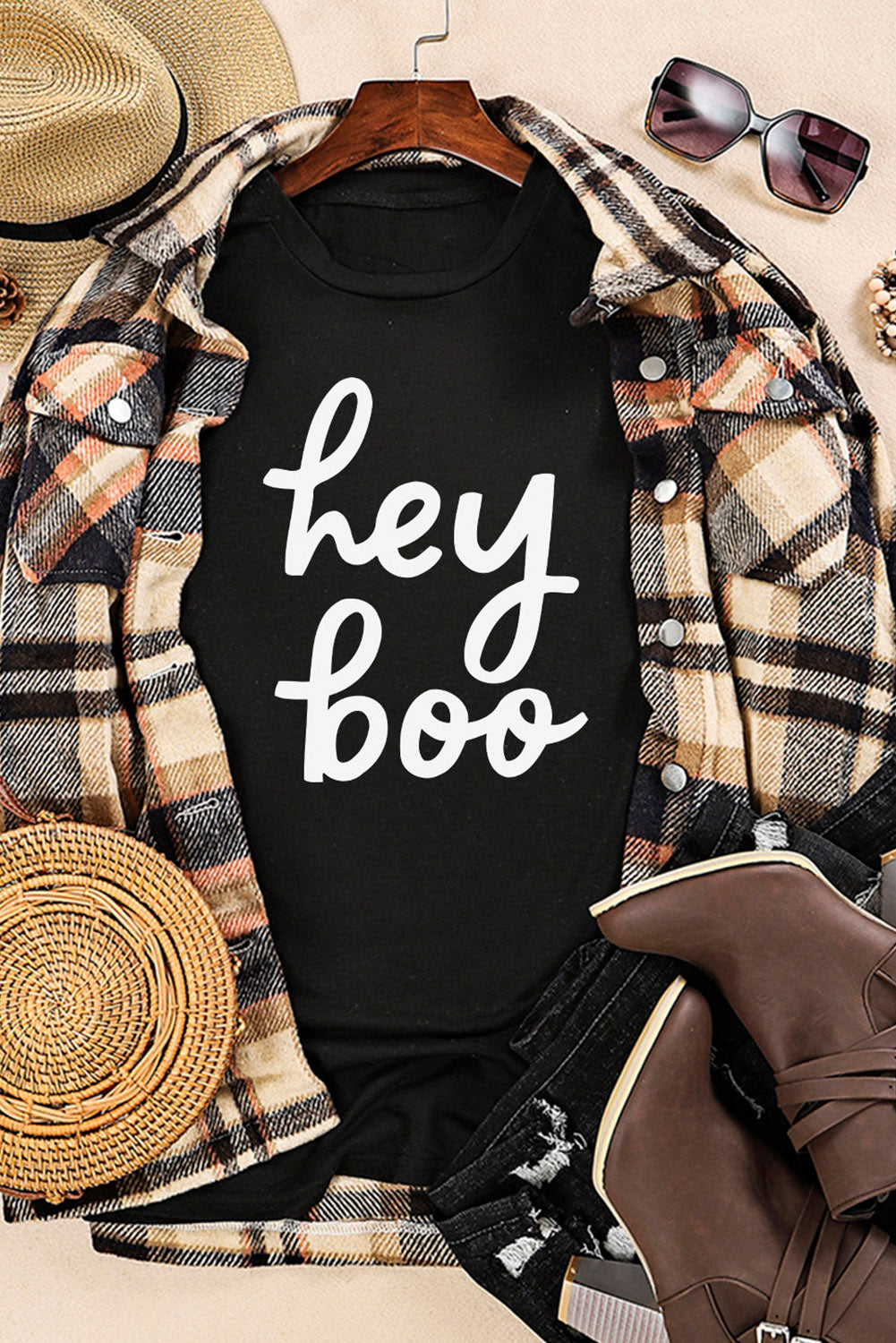 T-shirt graphique noir hey boo Wordart