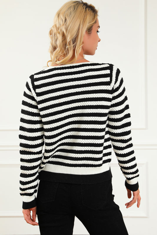 Contrast Striped Print Cardigan