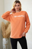 Orange Spooky Season Ghost Print Ribbed Pullover Sweatshirt