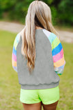 Sequin Color Block Raglan Sleeve Pullover Sweatshirt