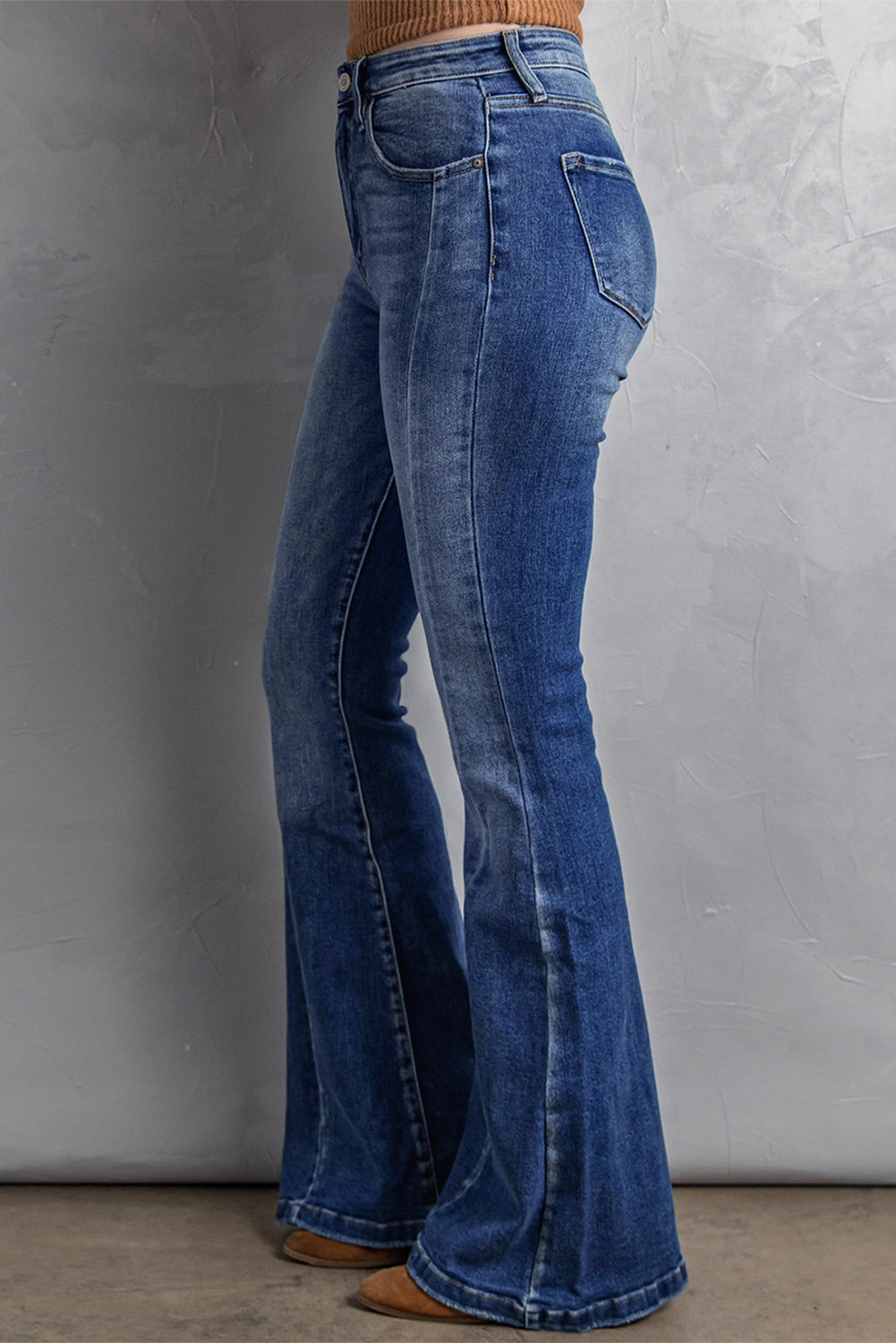 High Waist Flare Jeans with Pockets