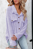 Plush Button Down Pocketed Shirt Jacket