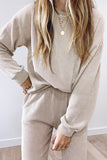 Pocketed Drop Shoulder Corded Sweat Suit