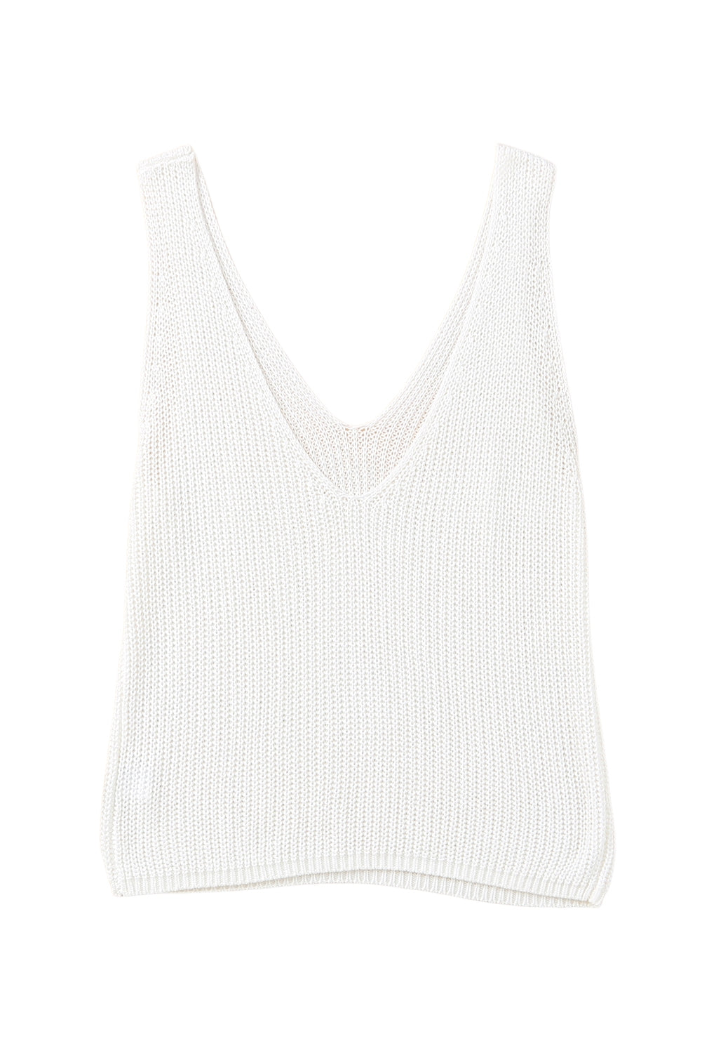 Rib Knit Open Back Deep V Neck Tank Top