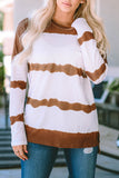 Tie Dye Striped Loose Knitted Long Sleeve Top with Slits