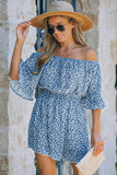 Off Shoulder Bell Sleeves Floral Romper