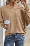 Solid Color Button Decor Dolman Sleeve Top