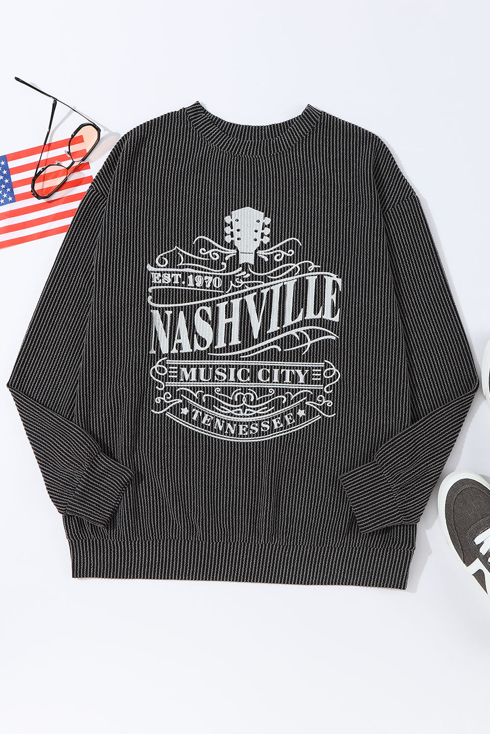 Sweat-shirt graphique filaire NASHVILLE MUSIC CITY abricot