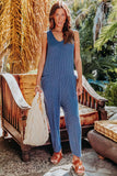 Slouchy Sleeveless Waffle Knit Jumpsuit