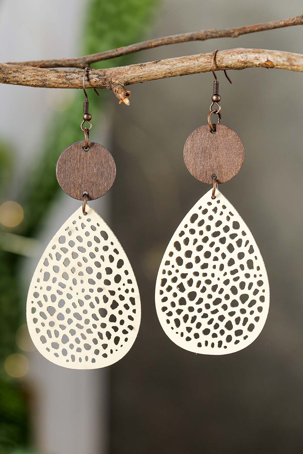 Colorblock Cut-Out Water Drop Hook Earrings