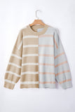 Khaki Stripe Colorblock Oversized Sweater