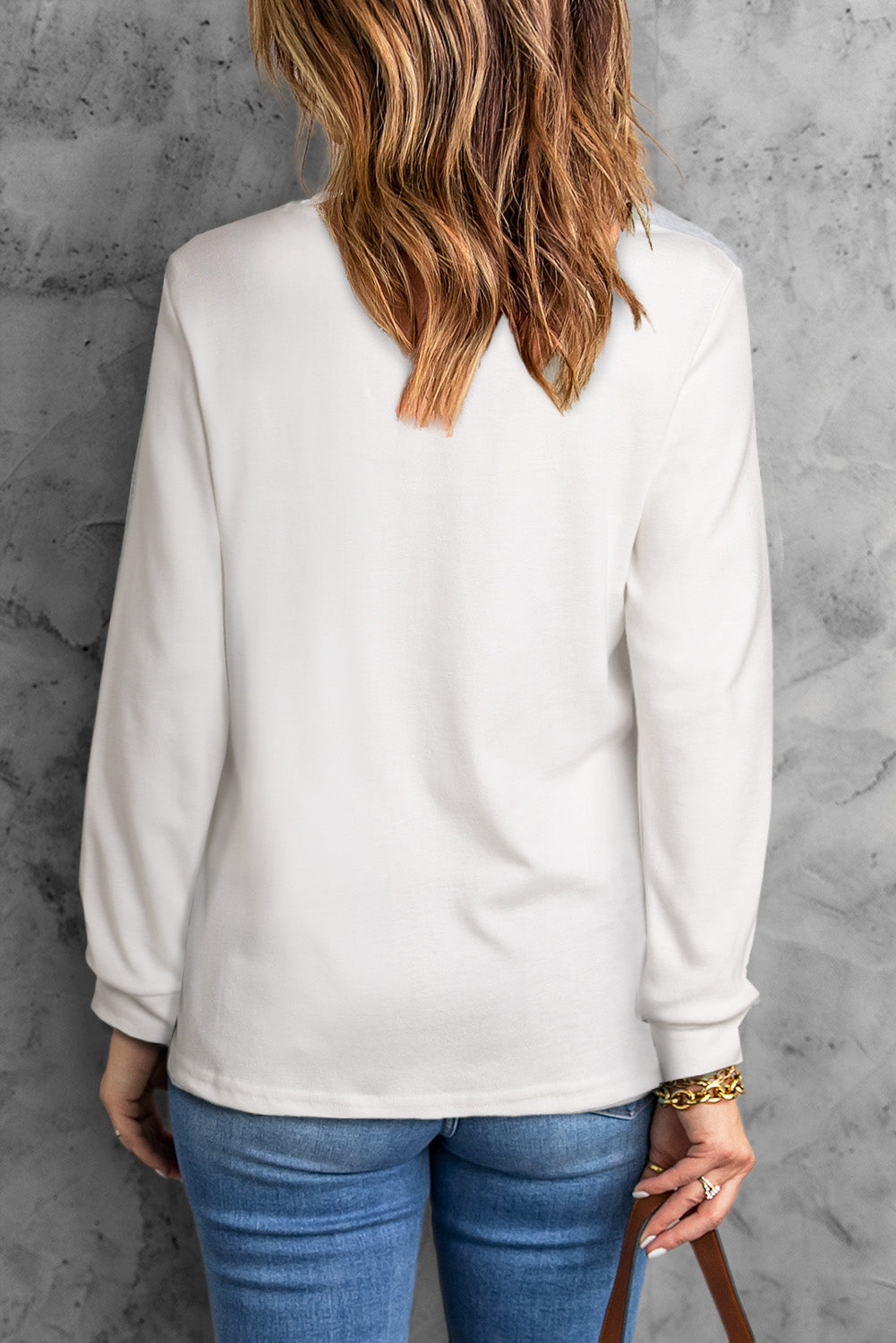 Plain Crew Neck Long Sleeve Top