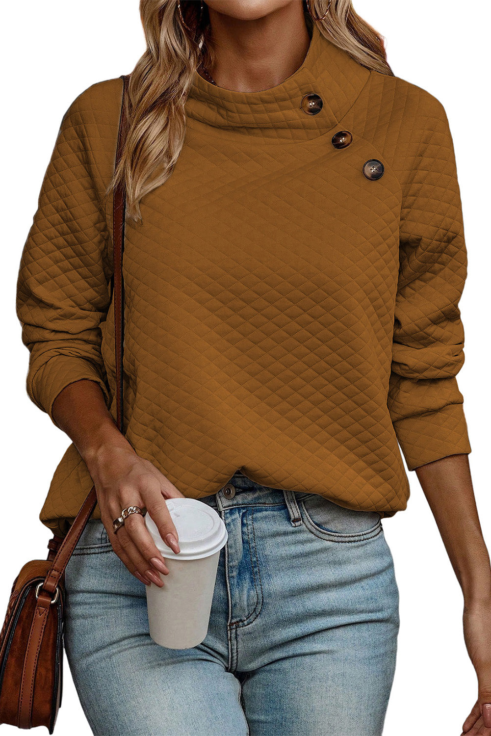 Brown Plaid Raglan Sleeve Sweatshirt