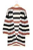 Striped Color Block Hollowed Knit Cardigan