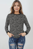 Animal Spotted Print Round Neck Long Sleeve Top