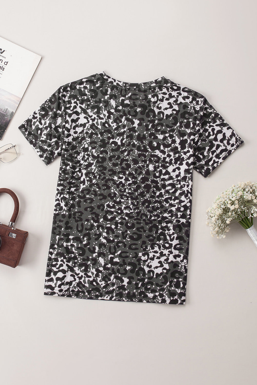 MAMA Leopard Print Short Sleeve Casual Graphic Tee