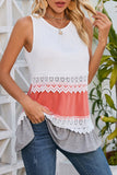 Crochet Lace Trim Color Block Tank Top