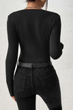 Scoop Neck Seam Detail Long Sleeve Bodysuit